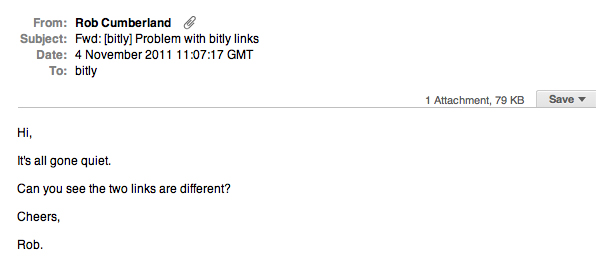 Emails to Bit.l about broken links